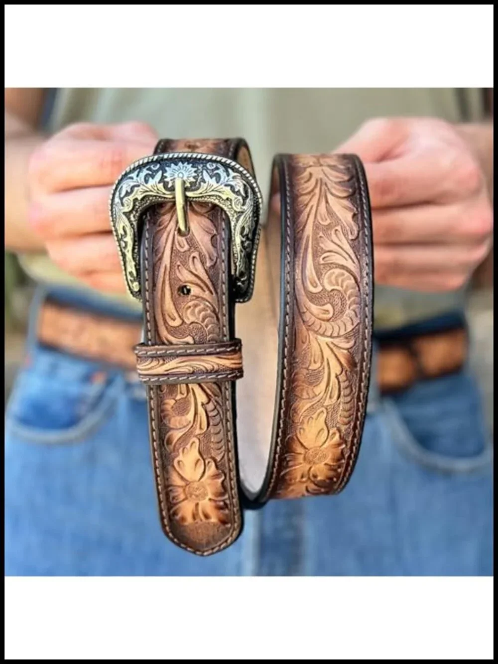 Full Grain Leather Western Belt 1.5